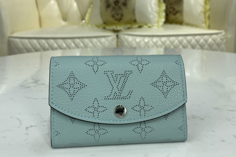 Louis Vuitton M62542 LV iris compact wallet in Blue Mahina leather