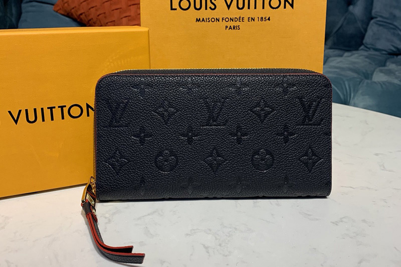 Louis Vuitton M62121 LV Zippy wallet Navy Blue/Red Monogram Empreinte Leather