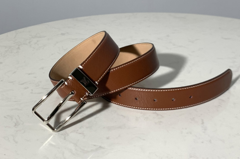 Louis Vuitton M6847T LV Pont Neuf 35mm Belt in Brown taurillon Leather