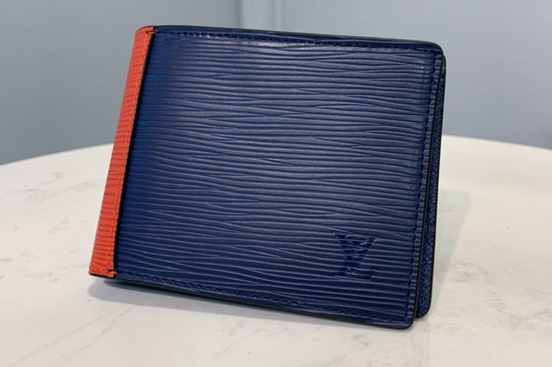 Louis Vuitton M68716 LV Multiple Wallet in Blue/Green Epi Leather