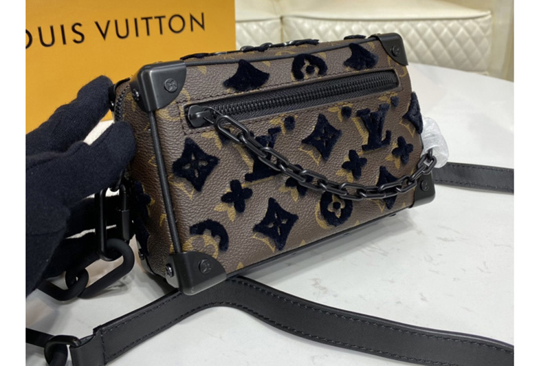 Louis Vuitton M67841 LV Mini Soft Trunk Bag on Embroidered Monogram Tuffetage Noir coated canvas