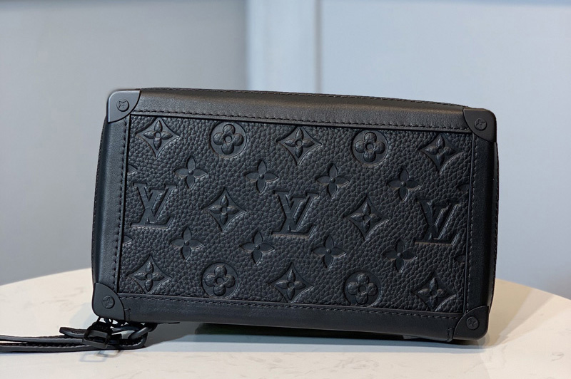 Louis Vuitton M68986 LV Soft Trunk Clutch in Black Taurillon Monogram leather