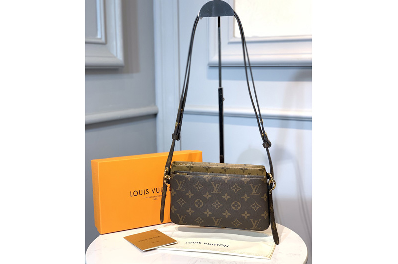 Louis Vuitton M69156 LV Pochette Double Zip Bag in Monogram Canvas and Monogram Reverse Canvas