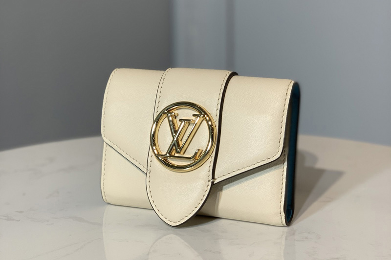Louis Vuitton M69176 LV Pont 9 compact wallet in Cream Cowhide leather