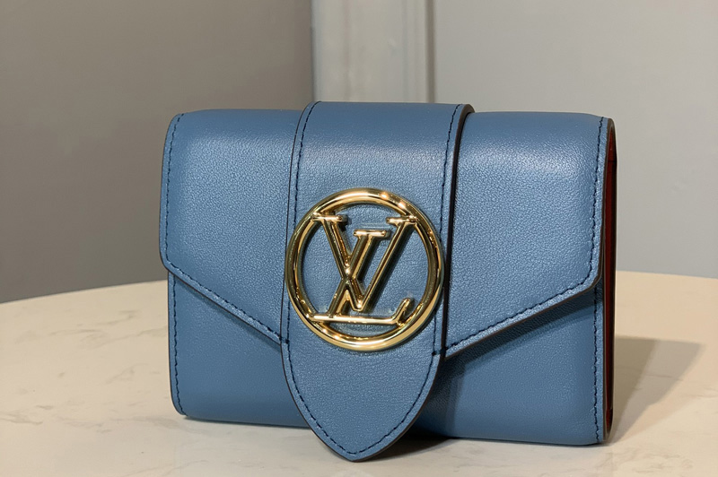 Louis Vuitton M69175 LV Pont 9 compact wallet in Blue Cowhide leather