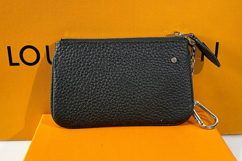 Louis Vuitton M69532 LV Key Pouch In Black Mahina leather