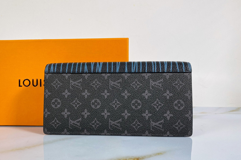 Louis Vuitton M69700 LV Brazza wallet in Monogram Eclipse coated canvas and cowhide leather