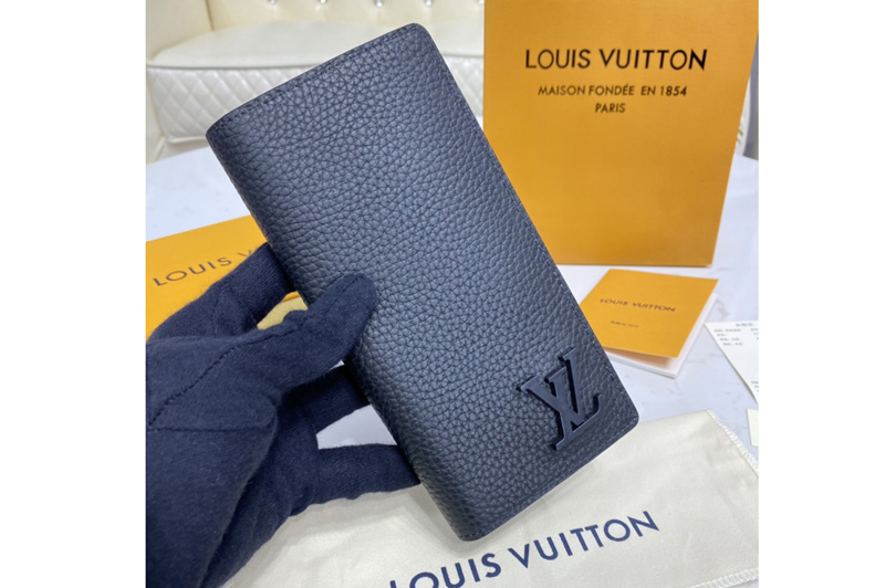 Louis Vuitton M69980 LV Aerogram Brazza wallet on Strap in Black grained calf leather