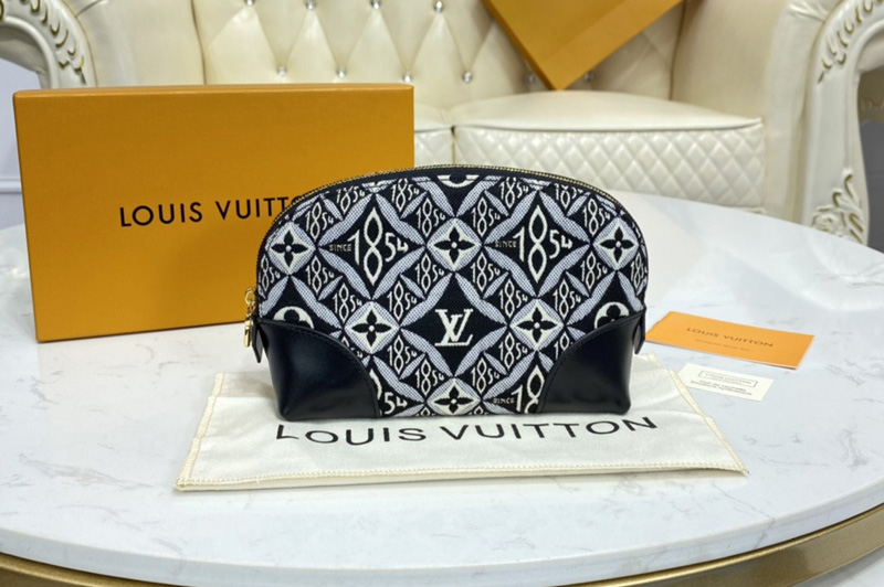 Louis Vuitton M80076 Since 1854 Cosmetic Pouch PM in Gray Jacquard Since 1854 textile