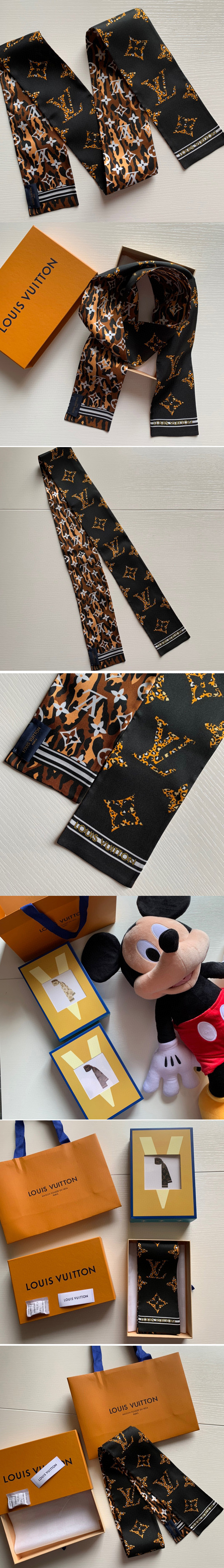Louis Vuitton Bandeau Scarf Giant Monogram Jungle Leopard Silk 100