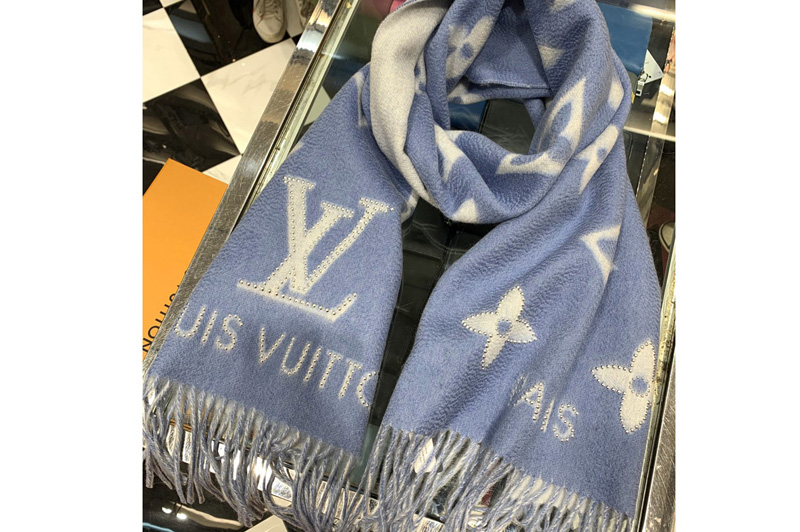 Louis Vuitton M76076 LV Studdy Reykjavik scarf in Denim Blue