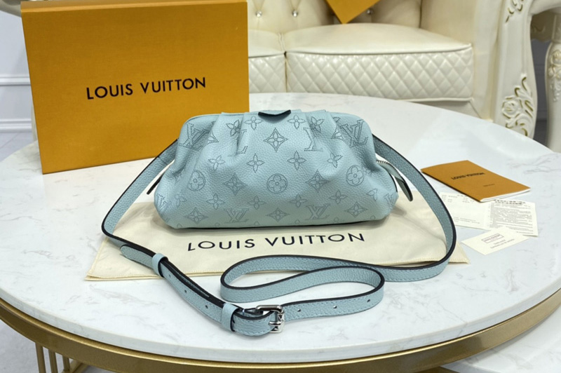 Louis Vuitton M80094 LV Scala mini pouch in Green Mahina perforated calf leather