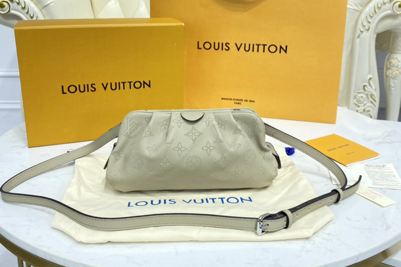 Louis Vuitton M80093 LV Scala mini pouch in Gray Mahina perforated calf leather