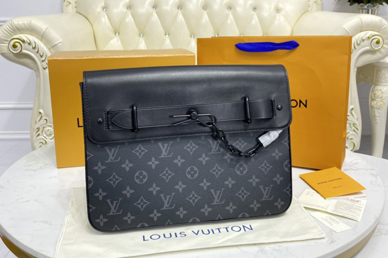 Louis Vuitton M80107 LV Steamer Pochette in Monogram Eclipse coated canvas