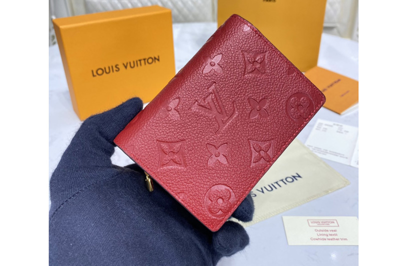 Louis Vuitton M80152 LV Clea Wallet in Red Monogram Empreinte Leather