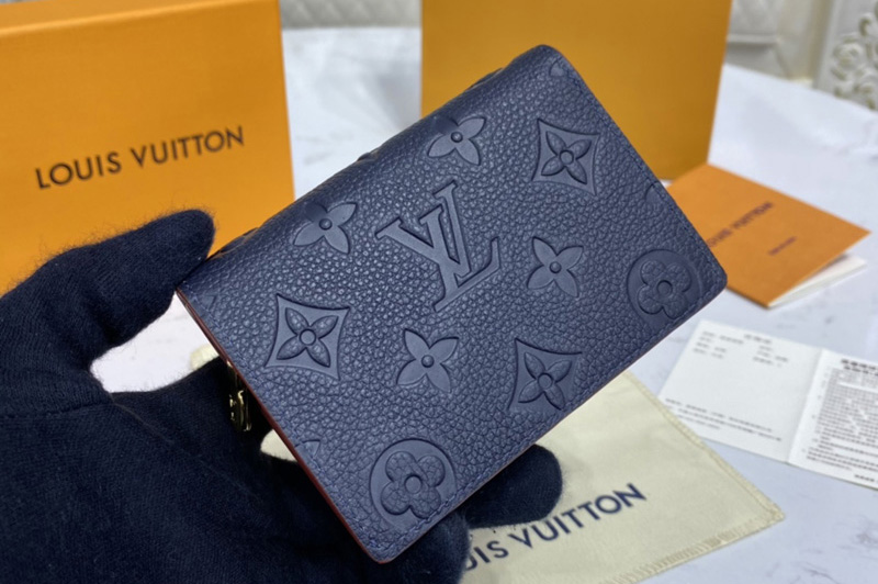 Louis Vuitton M80152 LV Clea Wallet in Navy Blue Monogram Empreinte Leather