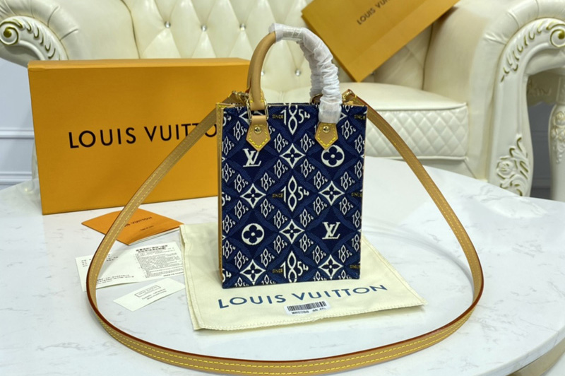 Louis Vuitton M80288 Since 1854 Petit Sac Plat handbag in Blue Jacquard Since 1854 textile