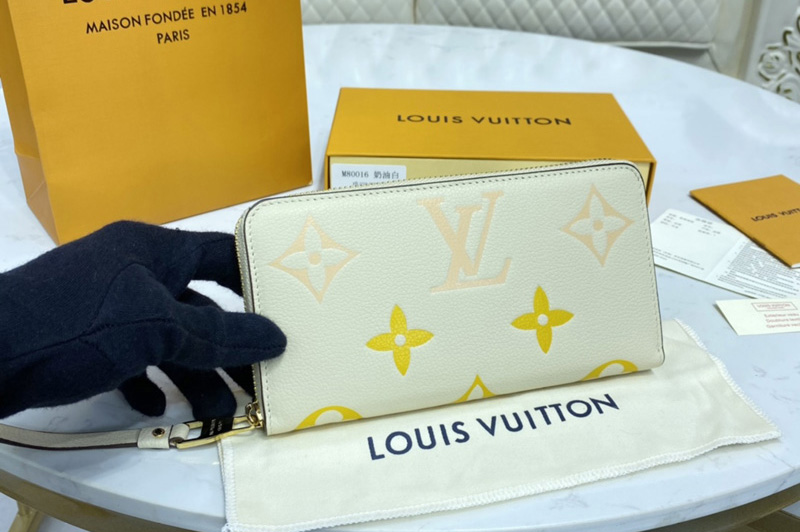Louis Vuitton M80402 LV Zippy wallet in Cream / Saffron Monogram Empreinte leather