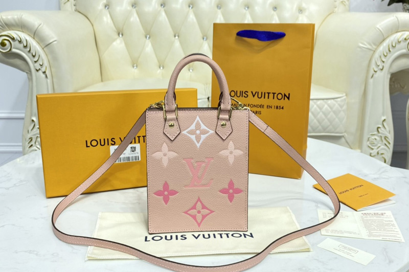 Louis Vuitton M80449 LV Petit Sac Plat Bag in Pink Monogram Empreinte leather