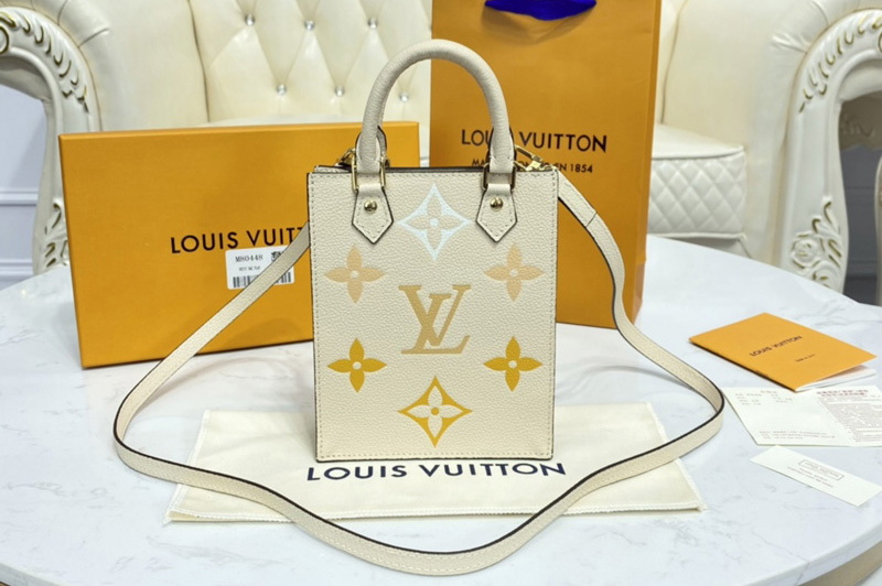 Louis Vuitton M80449 LV Petit Sac Plat Bag in Monogram Cream / Saffron Empreinte leather
