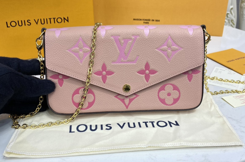 Louis Vuitton M80498 LV Félicie Pochette Bag in Pink Monogram Empreinte embossed Leather
