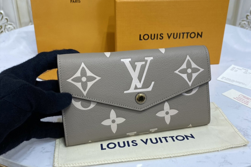 Louis Vuitton M80496 LV Sarah wallet in Gray Monogram Empreinte leather