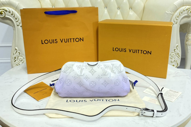 Louis Vuitton M80497 LV Scala mini pouch in Gradient Purple Mahina perforated calf leather