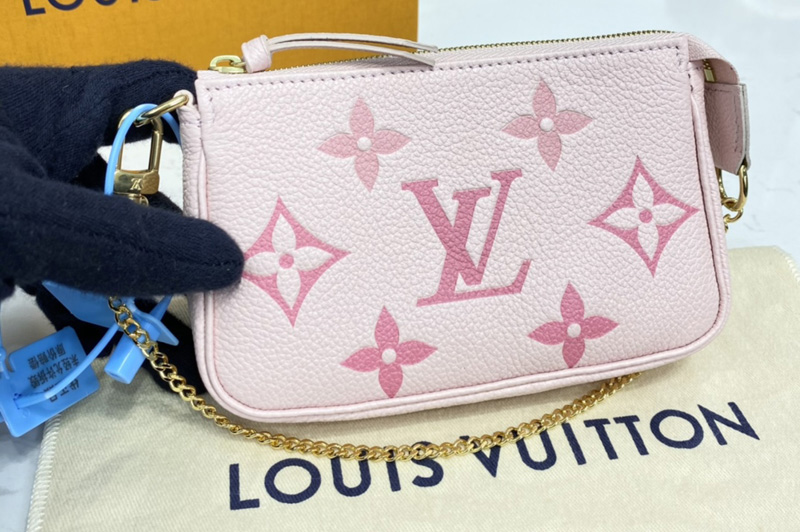 Louis Vuitton M80501 LV Mini Pochette Accessoires in Pink Monogram Empreinte embossed Leather