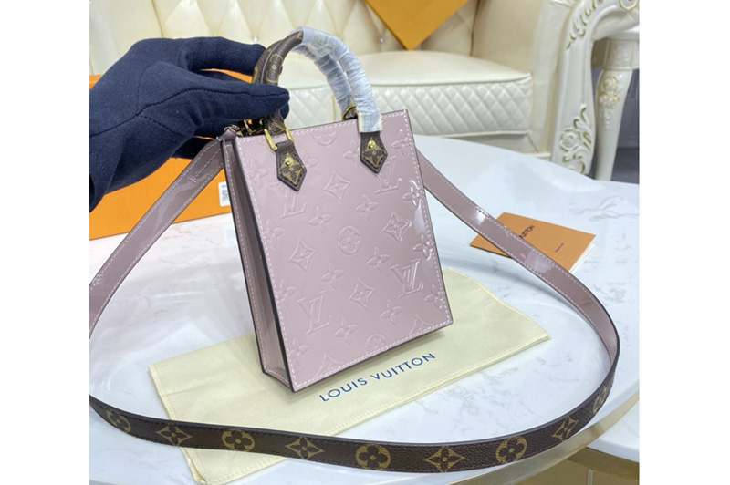 Louis Vuitton M90564 LV Petit Sac Plat Bag in Monogram Vernis patent debossed leather