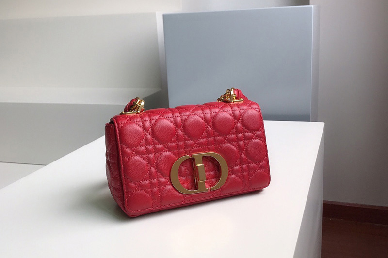 Christian Dior M9241 Small Dior Caro bag in Red Soft Cannage Calfskin