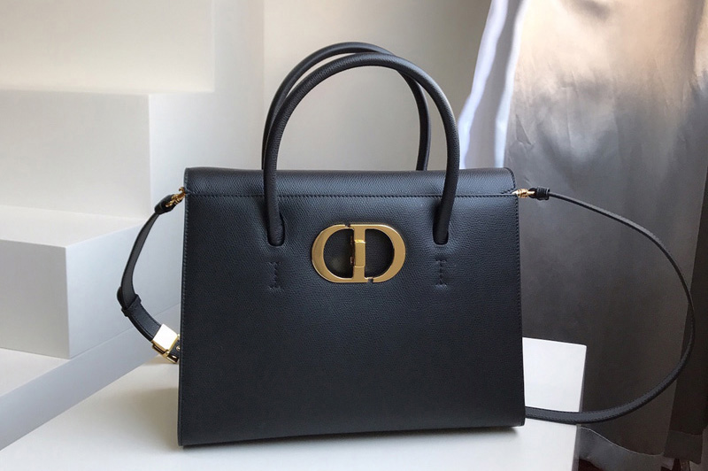 Christian Dior M9306 Dior Large St Honoré tote bag in Black Grained Calfskin
