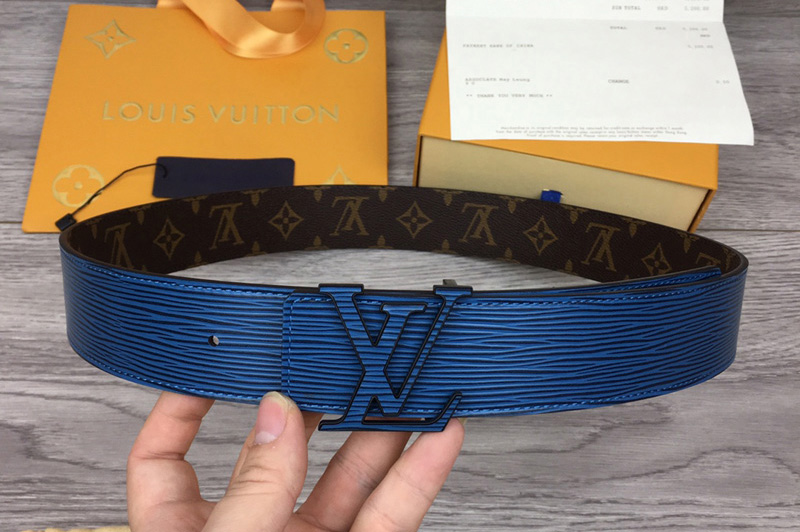 Louis Vuitton MP109V LV Initiales 40mm reversible belt In Blue Epi/Monogram Canvas With Blue Buckle