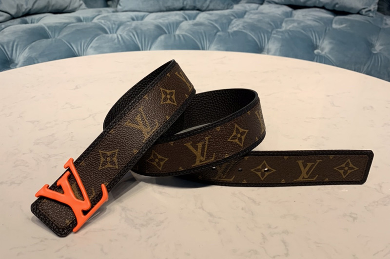 Louis Vuitton MP205V LV Shape Patchwork 40mm belt in Monogram canvas With Orange Buckle