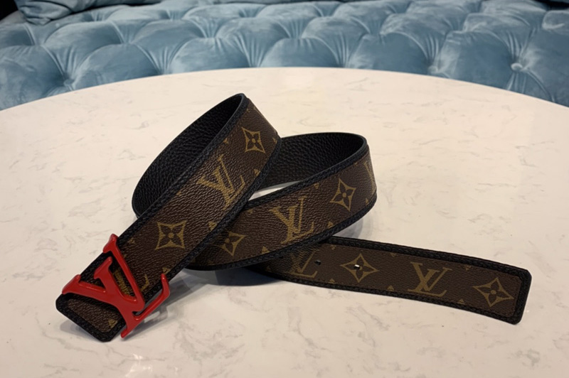 Louis Vuitton MP205V LV Shape Patchwork 40mm belt in Monogram canvas With Red Buckle