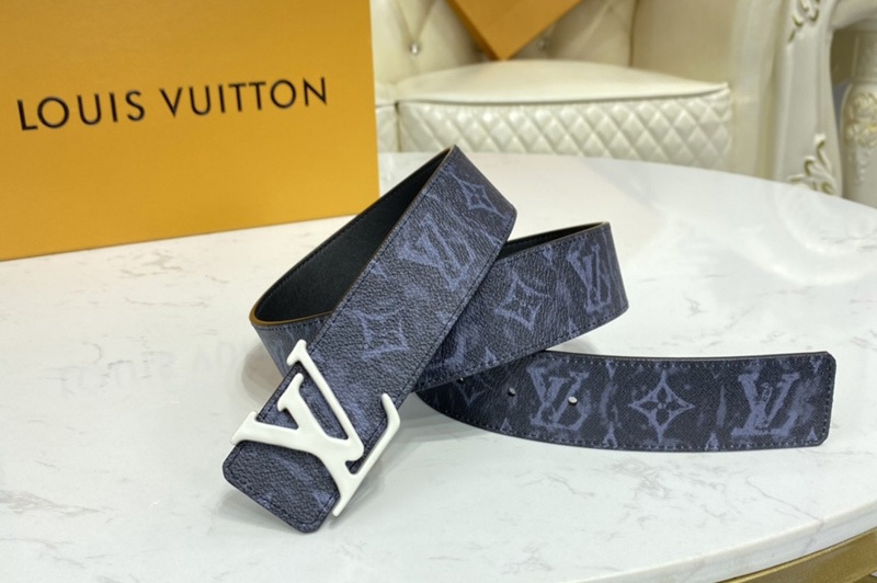 Louis Vuitton MP281V LV LV Shape 40MM reversible belt in Monogram canvas and Calf leather With White Buckle