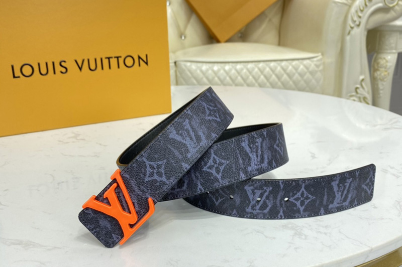 Louis Vuitton MP281V LV LV Shape 40MM reversible belt in Monogram canvas and Calf leather With Orange Buckle