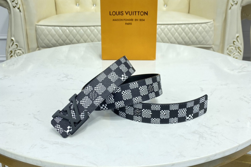 Louis Vuitton MP289V LV Anagram 40mm reversible belt in Black/White Distorted Damier canvas With Black Buckle