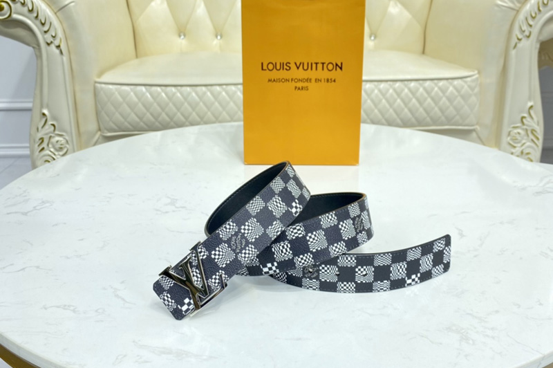 Louis Vuitton MP289V LV Anagram 40mm reversible belt in Black/White Distorted Damier canvas With Silver Buckle