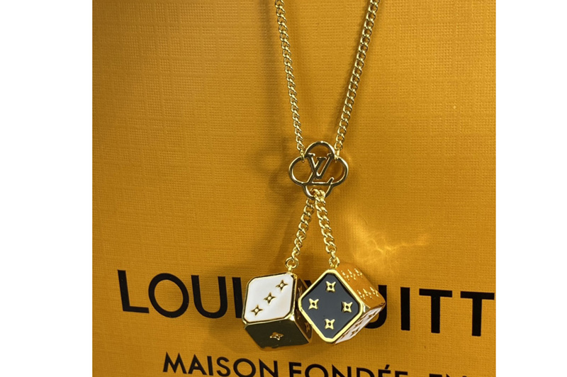 Louis Vuitton MP2914 LV Game On necklace in Black and white enamel dice pendant