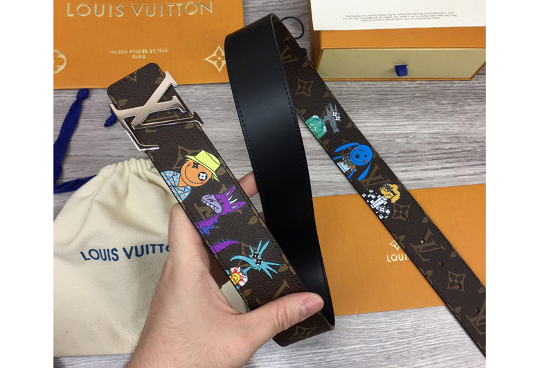 Louis Vuitton MP291T LV Shape 40mm reversible belt in Monogram canvas and leather With Silver Buckle