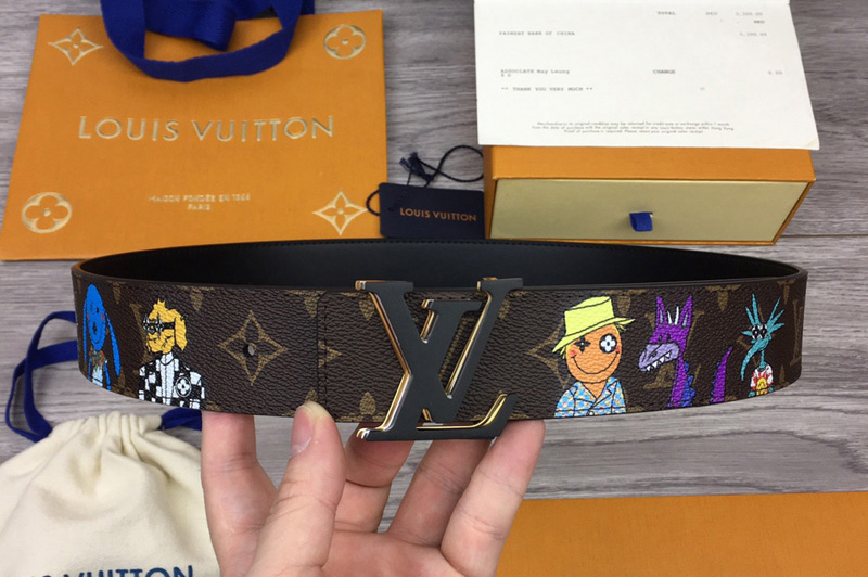 Louis Vuitton MP291T LV Shape 40mm reversible belt in Monogram canvas and leather With Black Buckle