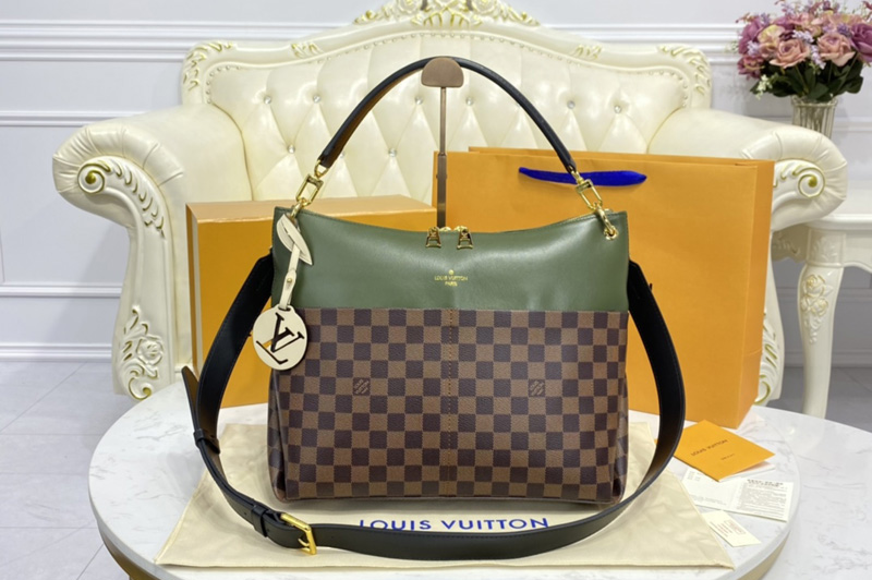 Louis Vuitton N40366 LV Maida Hobo handbag in Damier Ebene coated canvas and smooth calfskin leather