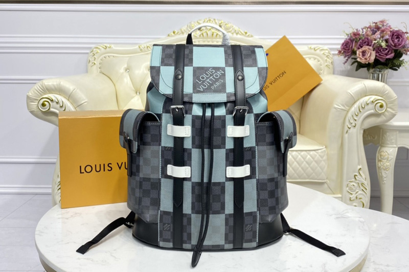 Louis Vuitton N40400 LV Christopher backpack in White Damier Graphite Giant coated canvas