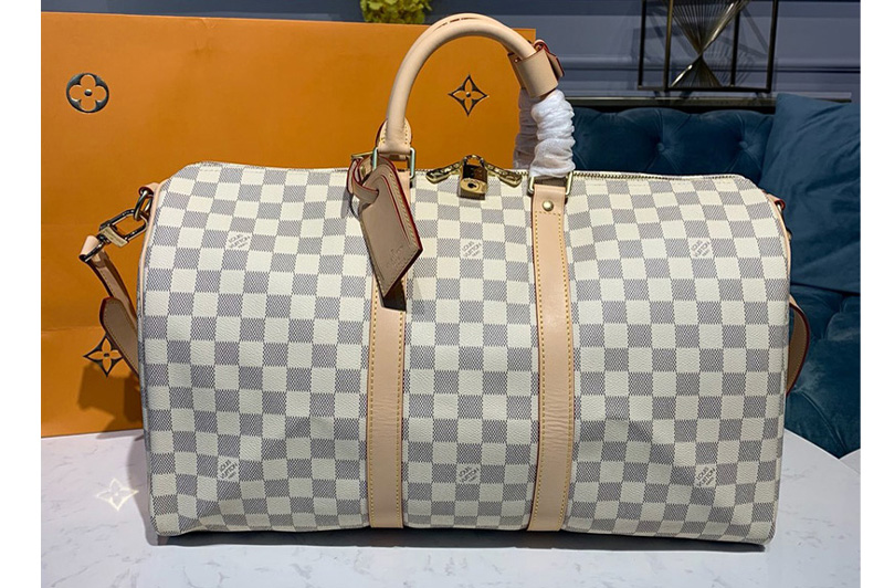 Louis Vuitton N48223 LV Keepall Bandouliere 45 Bag in Damier Azur Canvas