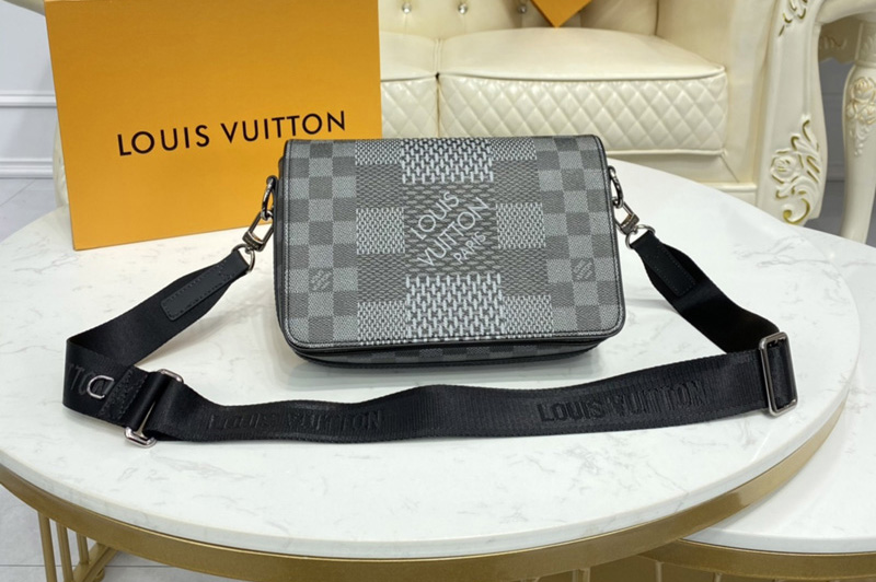 Louis Vuitton N50013 LV Studio Messenger Bag in Gray Damier Graphite 3D coated canvas