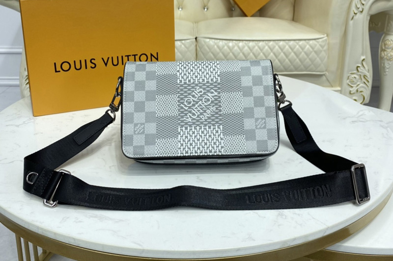 Louis Vuitton N50013 LV Studio Messenger Bag in White Damier Graphite 3D coated canvas