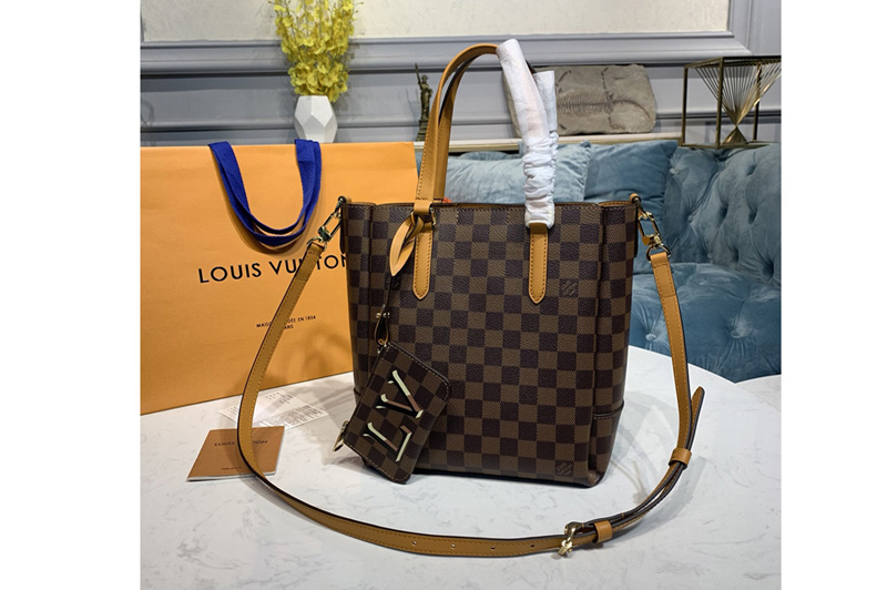 Louis Vuitton N60296 LV Belmont PM Bag in Damier Ebene canvas With Saffron Leather