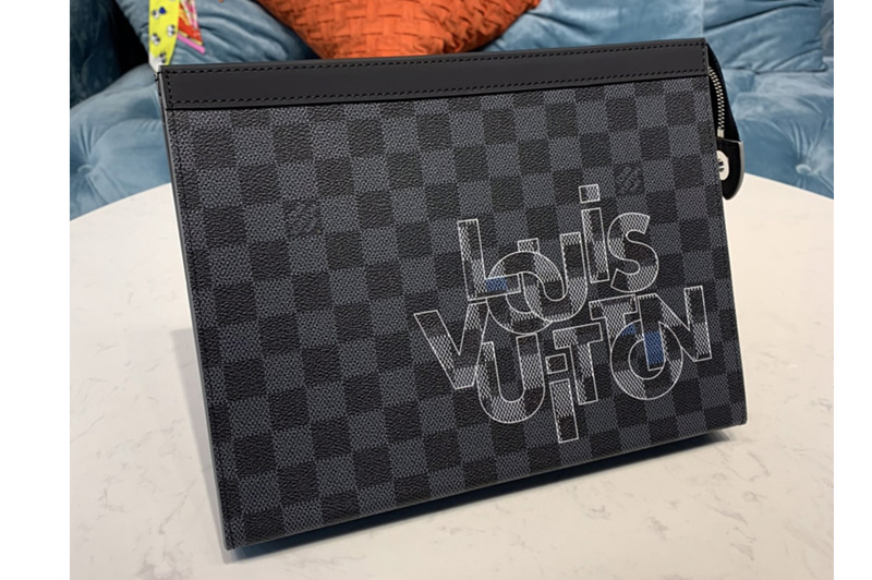 Louis Vuitton N60308 LV Pochette Voyage MM Bag in Damier Graphite canvas