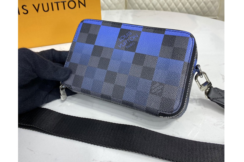 Louis Vuitton N60418 LV Alpha Wearable Wallet in Blue Damier Graphite coated canvas