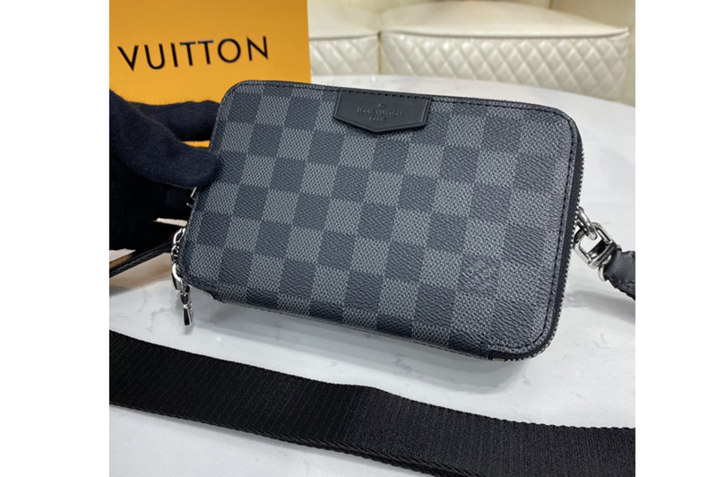 Louis Vuitton N60418 LV Alpha Wearable Wallet in Damier Graphite coated canvas